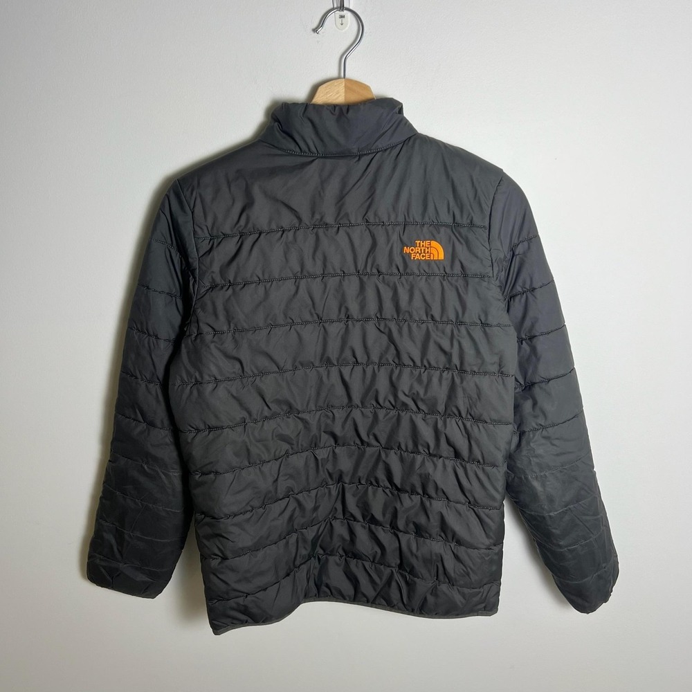 The North Face Jacket Boys 14-16 Gray Orange Puffer Full Zip Lightweight - Picture 3 of 6